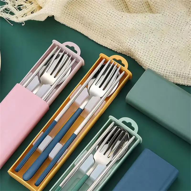 

Набор посуды для студентов, портативная посуда из нержавеющей стали, легкая в чистке, с коробкой, кухонные аксессуары