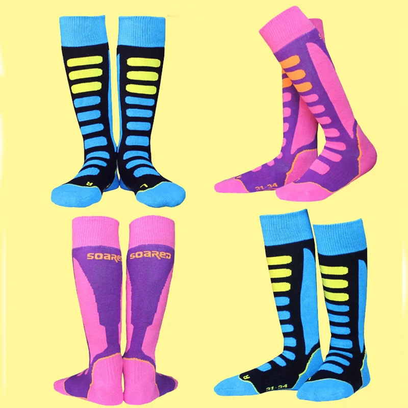 Winter Thicken Ski Socks For Children Adult Outdoor Skate Sports Family Warm Bottom Cotton Socks Universal Hiking Traveling