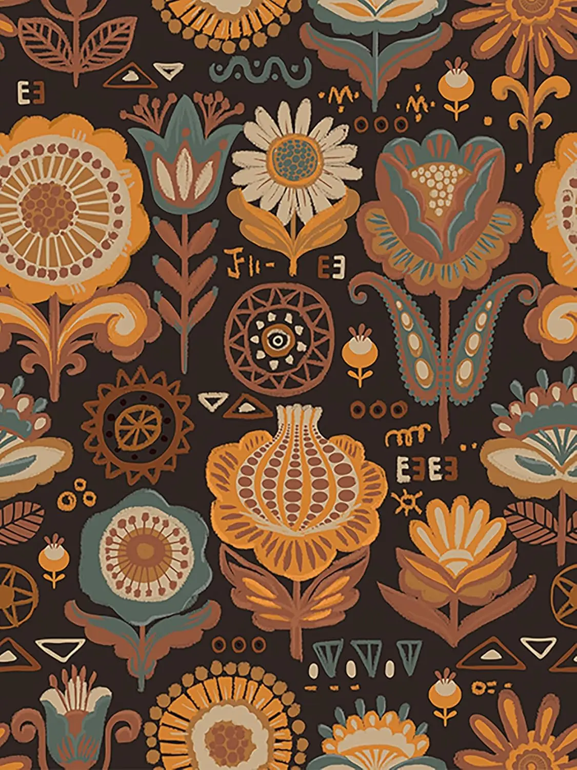 Обои в стиле бохо, самоклеящиеся съемные винтажные красочные цветочные обои, виниловая контактная бумага с цветком для декора