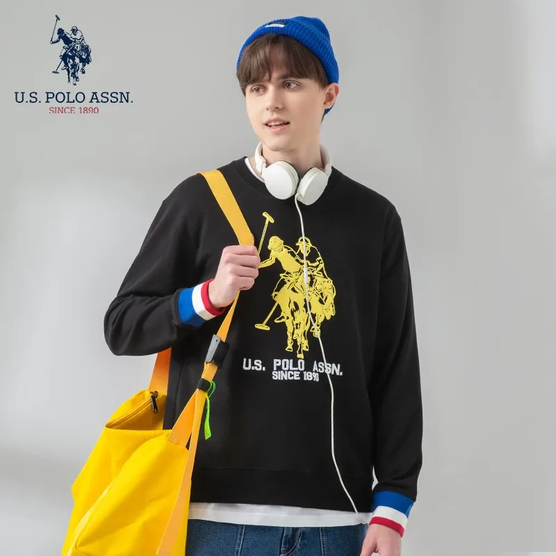 U.S.Polo Assn. Парный свободный свитер с круглым вырезом модный Премиум длинными