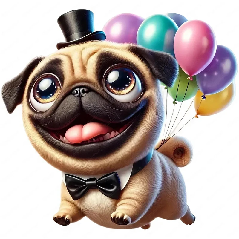 

Виниловые наклейки на унитаз "Причудливые мопсы", 1 шт.