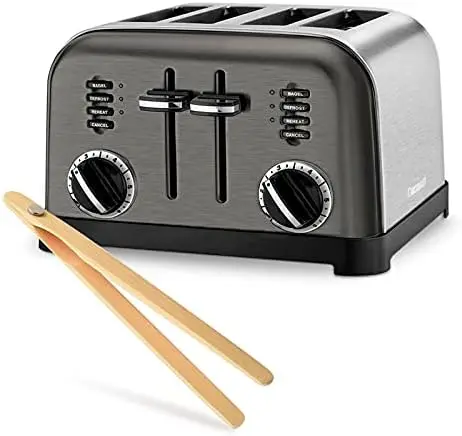 

Metal Classic Toaster Bundle with Norpro Bamboo Tongs - 4 Slice (Brushed Stainless Steel)