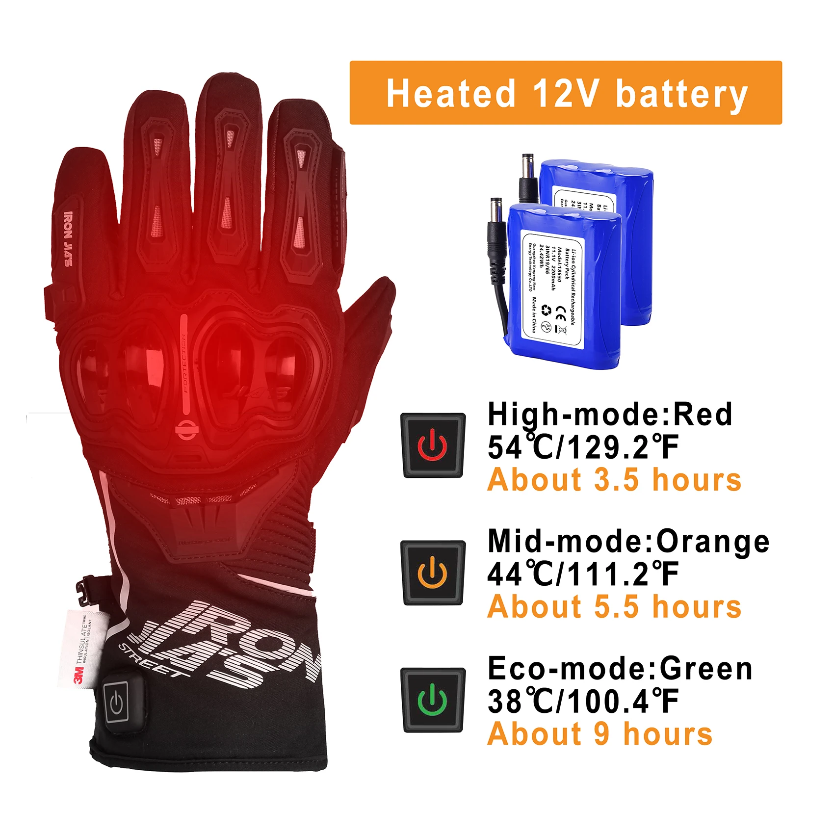 IRON JIA'S Heated Motorcycle Gloves Touch Screen Winter Moto Heated 12V Vehicle Battery Powered Gloves Snowboarding Motorbike enlarge