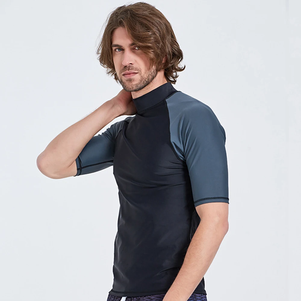 Men's Sunscreen Quick-Drying Split Comfortable Swimming Surfing Short-Sleeved Fashion Water Sports Beach Swimming Surfing Top