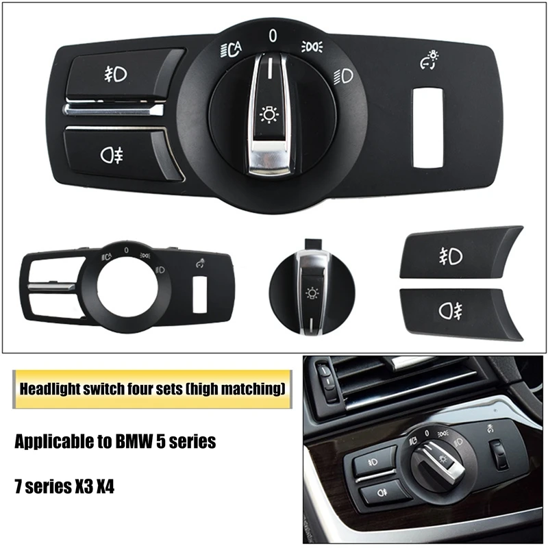 

Car Center Console Headlight Switch Control Panel Cover Frame Decorative Accessories For -BMW 5 Series 7 Series X3 X4