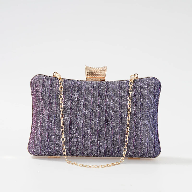 

Shiny Lady's Pleated Clutch Bag Rhinestone Square Buckle Handbag Elegant Party Dress Evening Bags For Women New Purse Bag XA257H