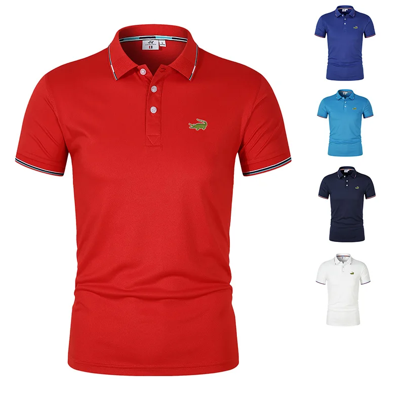 

2023 100% cotton Men's summer polo polo short sleeve casual business fashion slim men's embroidered polo shirt