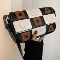 women contrast stitching portable shoulder small square bag 2022 spring new fashion armpit messenger bag