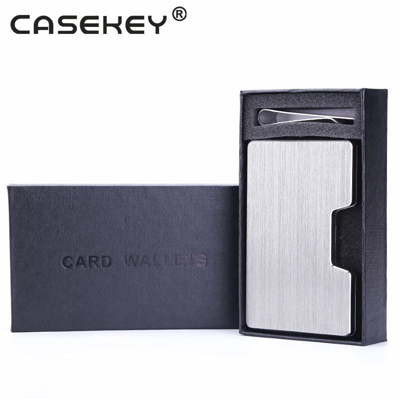 CASEKEY Slim Wallet Carteira RFID Luxury Minimalist Metal Tarjetero Aluminio Hombre Business Porta Tarjeta New Bring Pochette