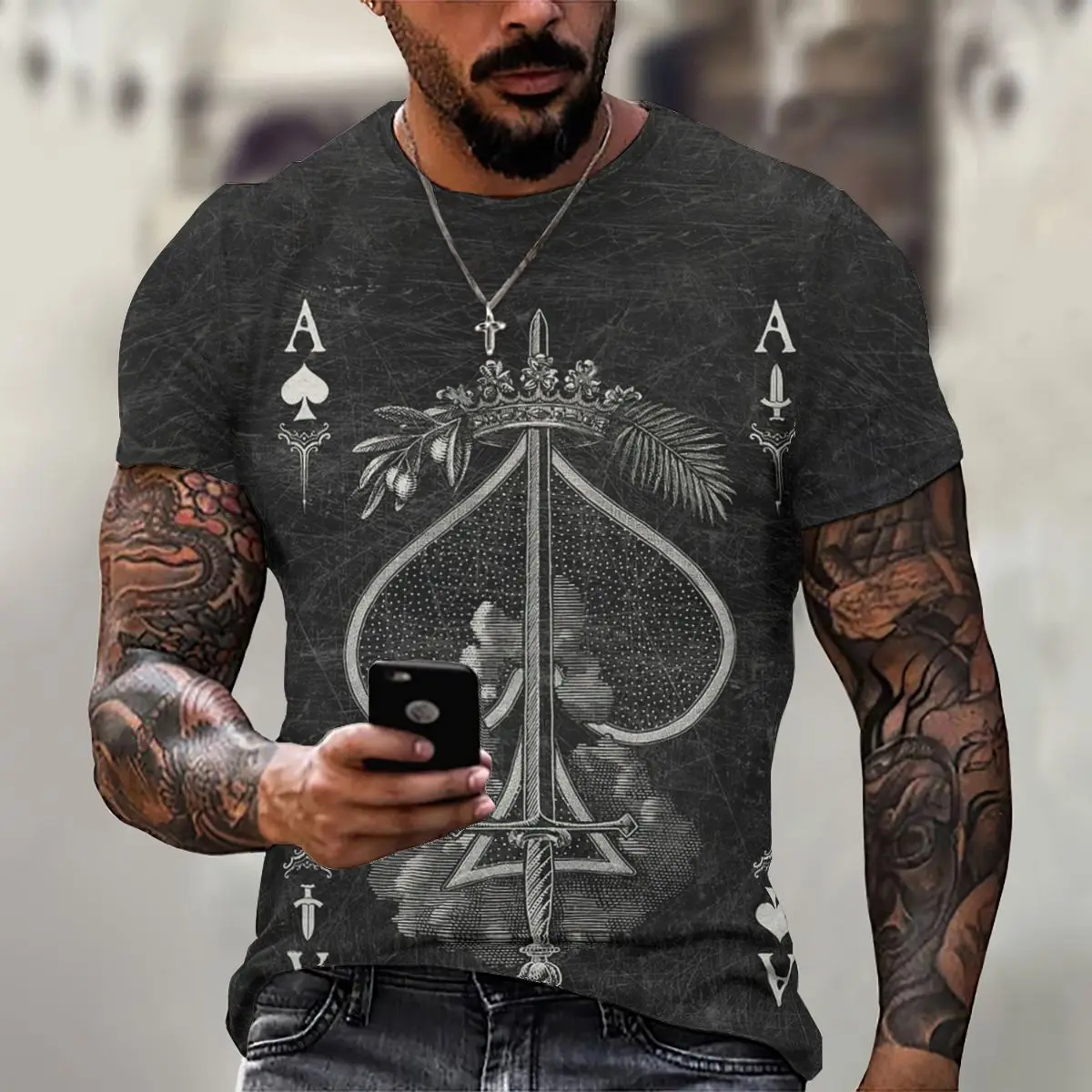 

Ace of Spades Poker Casual T Shirt Men Women 3D Printed Short Sleeve Street Tees Summer O Collar Oversized Unisex Clothing