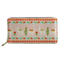 cartoon alpaca style pattern card bag lightweight capacity long coin purse high quality reusable female zipper wallet