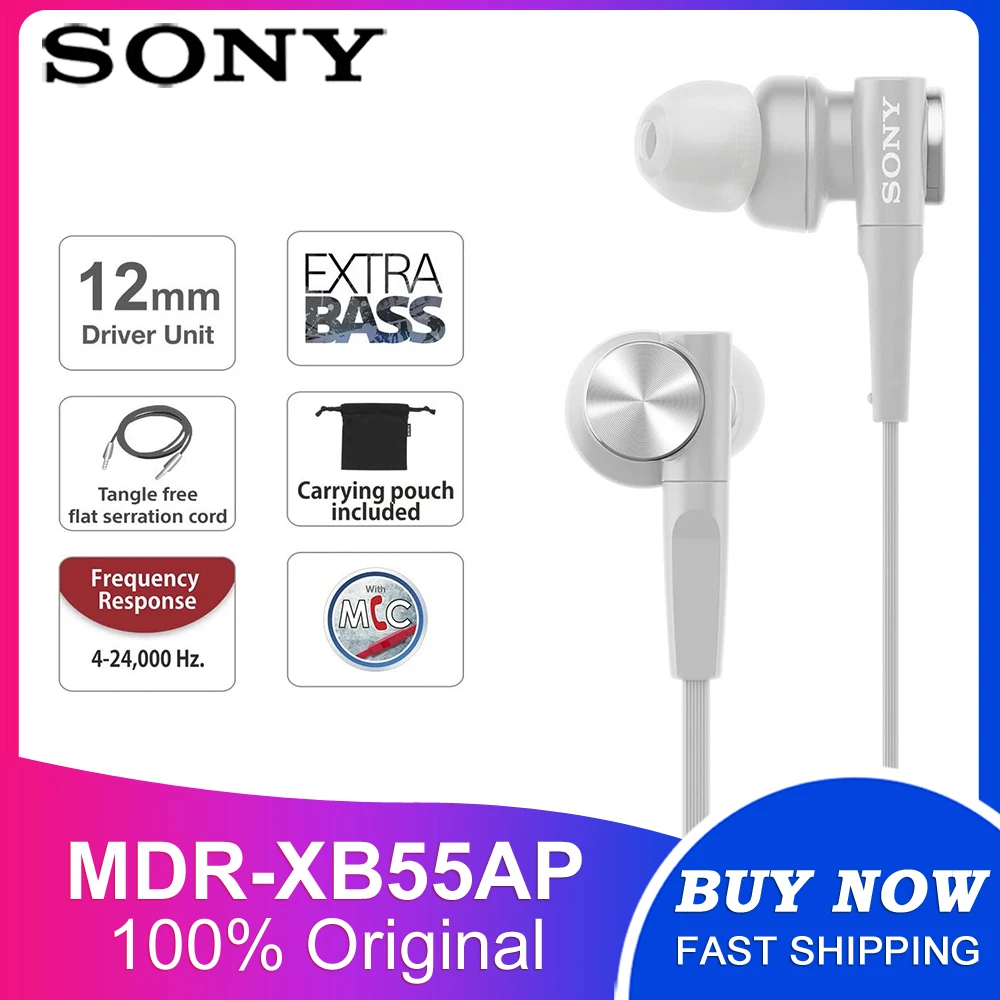100% оригиналSONY MDR XB-55AP сабвуфер стерео наушники-вкладыши с очень глубокими басами 3