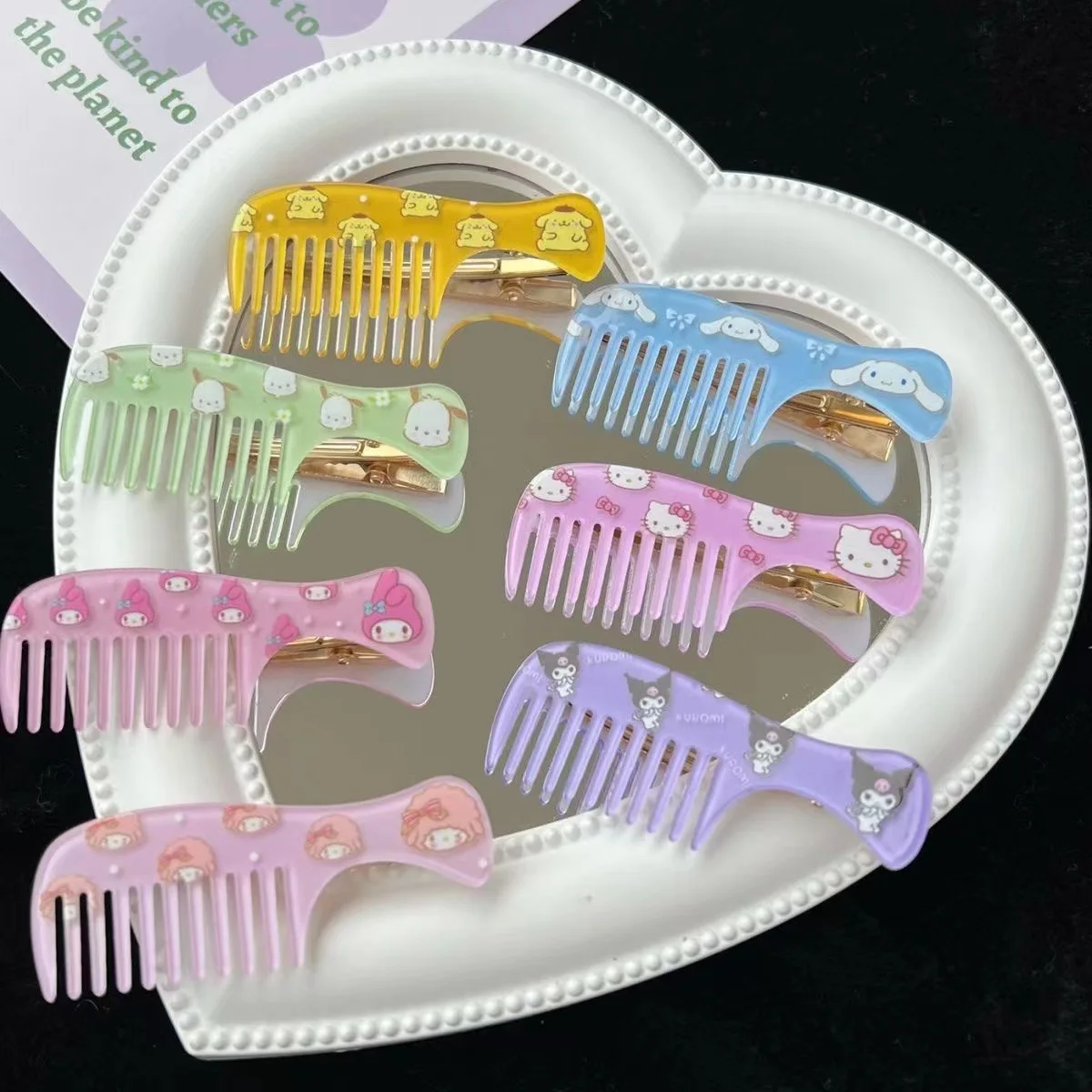 

Kawaii Anime Kuromi Melody Kt Mini Comb Hair Clip Cartoon Creative Girly Heart Bangs Clip Hairpin Headdress Accessories Gift Toy