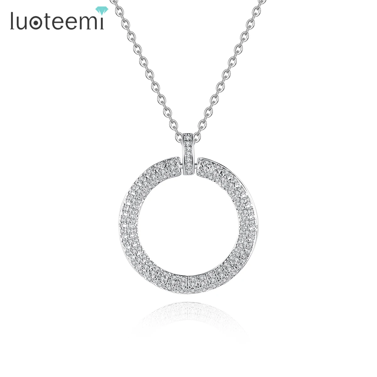 

Ожерелье женское с подвеской-кольцом, серебристого цвета