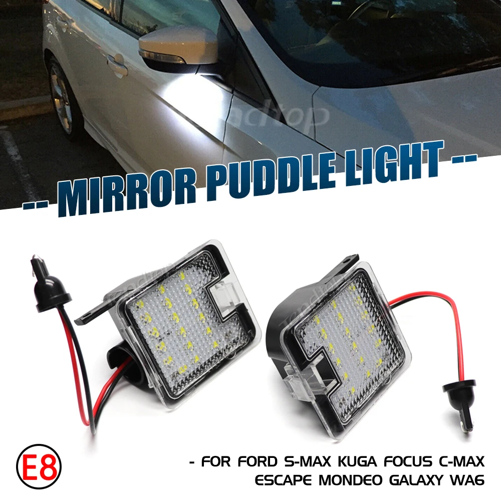 Luz LED para espejo retrovisor, lámpara de bienvenida, para Ford Focus MK3 MK2 Mondeo MKIV MKV Kuga c-max Escape s-max, 2 piezas
