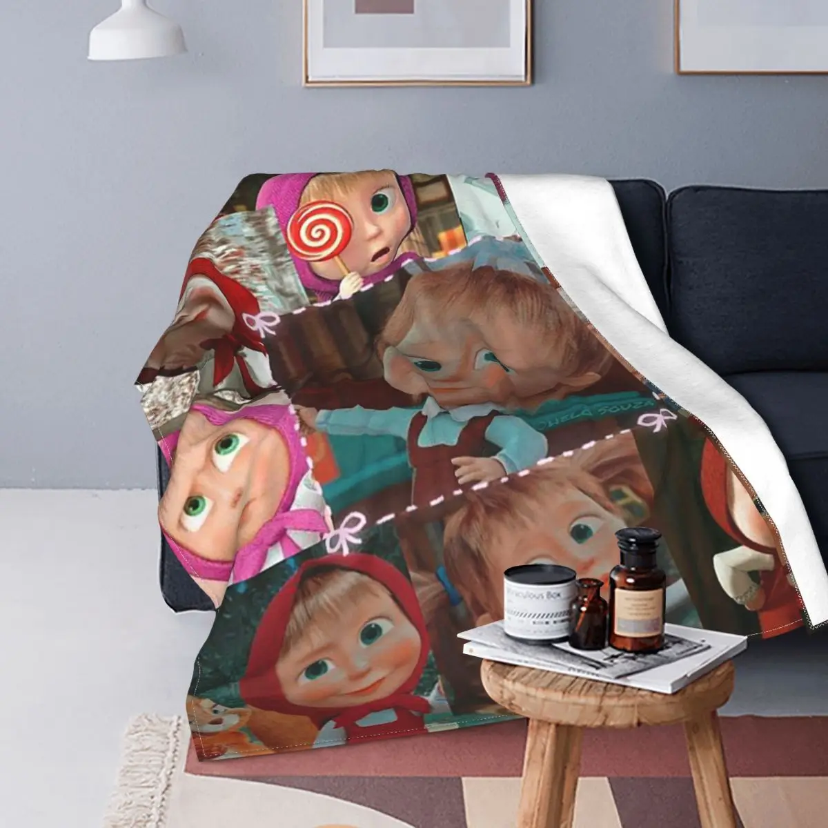 

Girl And Bear Anime Blanket Sofa Cover Velvet Winter Child Gift Multifunction Warm Throw Blanket for Sofa Car Bedspreads