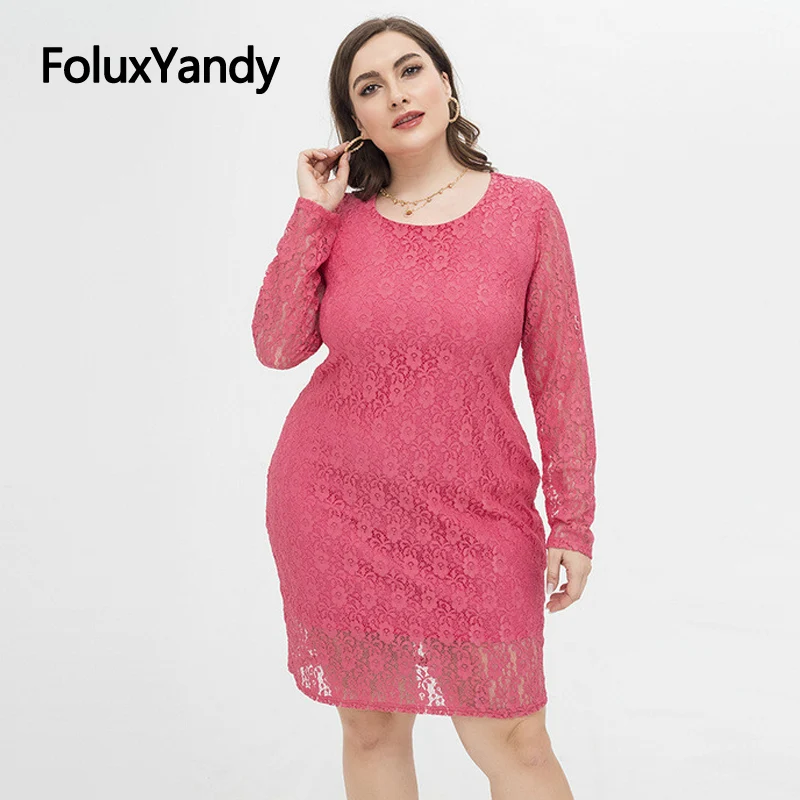 

Женское Облегающее кружевное платье FoluxYandy, тонкое Летнее мини-платье-карандаш с круглым вырезом и длинным рукавом, платья BCFS17