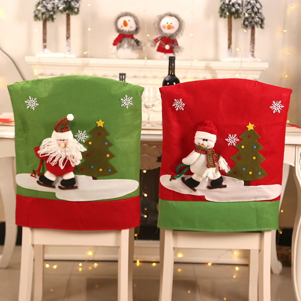 

2Pcs Creative Xmas Chair Protector Chair Covers for Mall Office