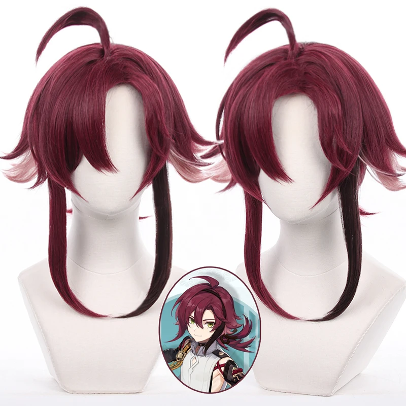 

Game Genshin Impact Shikanoin Heizou Cosplay Wig 50cm Red Heat Resistant Synthetic Hair Halloween Costumes Wigs + Free Wig Cap