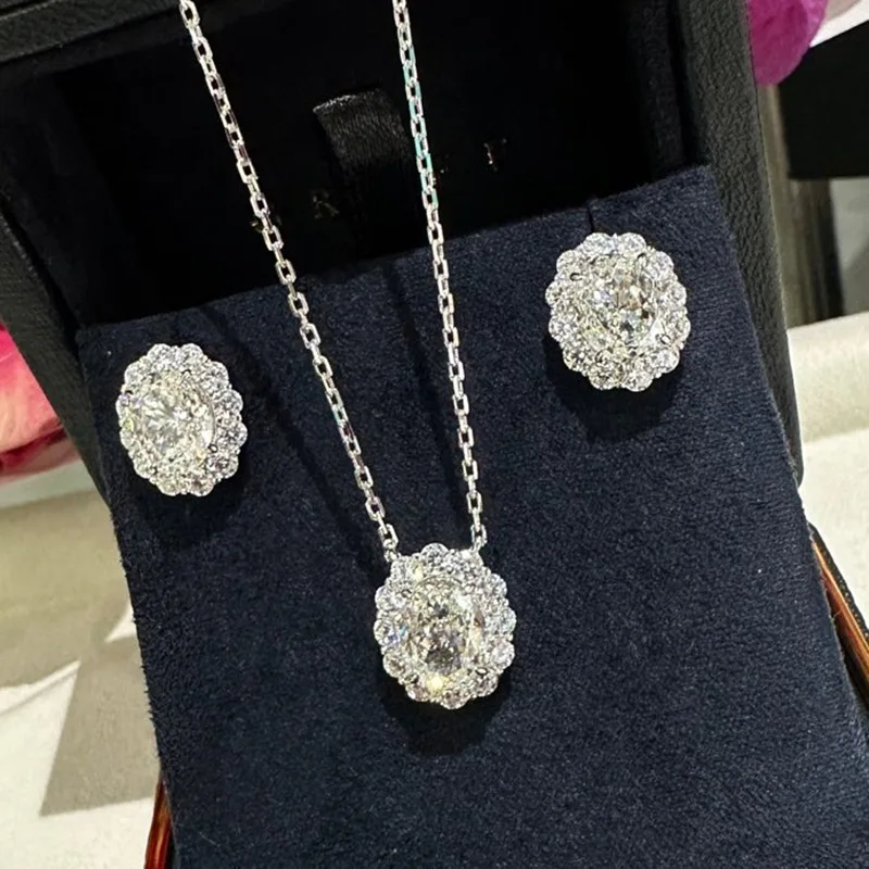 S925Серебряный искусственный бриллиант овальный ручная инкрустация