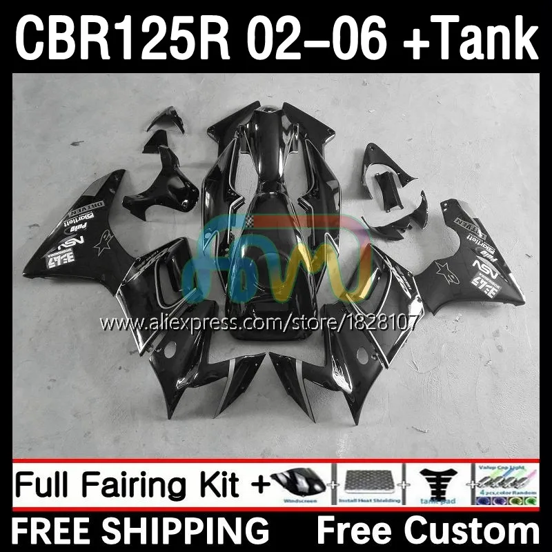 

+ Бак для HONDA CBR-125R CBR125RR CBR 125 125R 44No.18 глянцевый черный CBR125R 02 03 04 05 06 125CC 2002 2003 2004 2005 2006 обтекатель