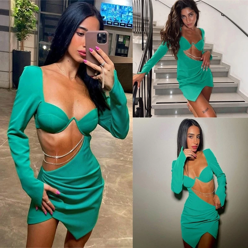 

Женское вечернее платье, сексуальное ажурное платье, зеленое платье с открытой спиной и рюшами