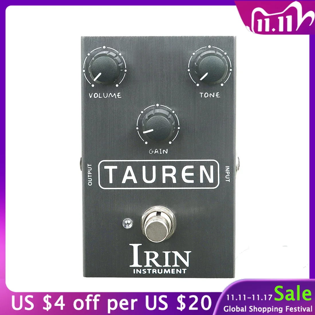 

IRIN TAUREN Overdrive Guitar Effect Pedal High Low Gain from Clean Boost to Distortion Guitar Effect Deliver Adjust by GAIN Knob