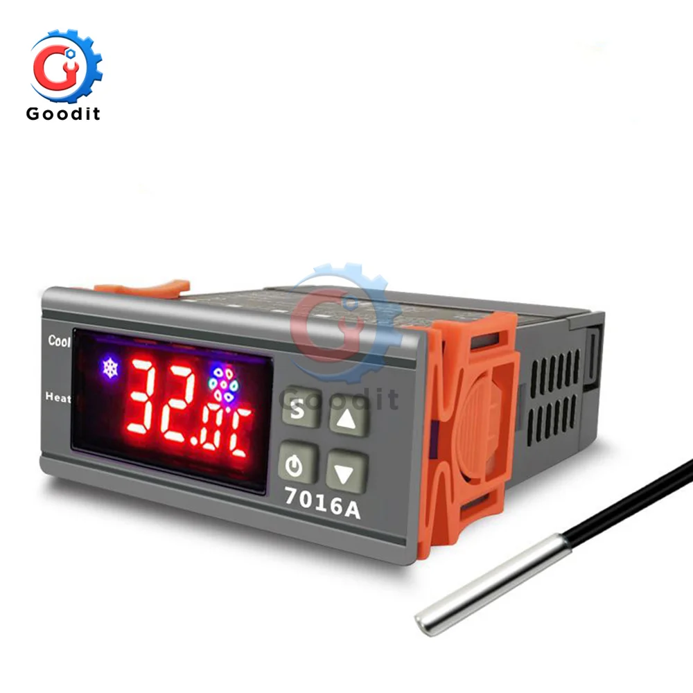 

7016A High-precision Digital Temperature Controller Switch Controller 30A High-Power Temp Control Thermostat Heating Cooling NTC