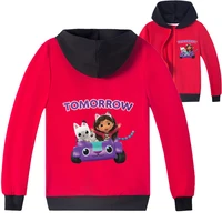 2022 autumn cartoon gabby dollhouse jackets kids hoody sweater with zipper jacket for baby boys hoodies girls casual sweatshirts