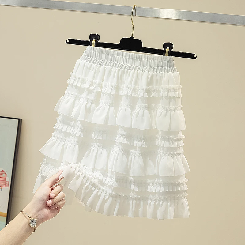 

Женская юбка с поясом на резинке, однотонная универсальная юбка во французском стиле, повседневная сказочная юбка, лето 2022