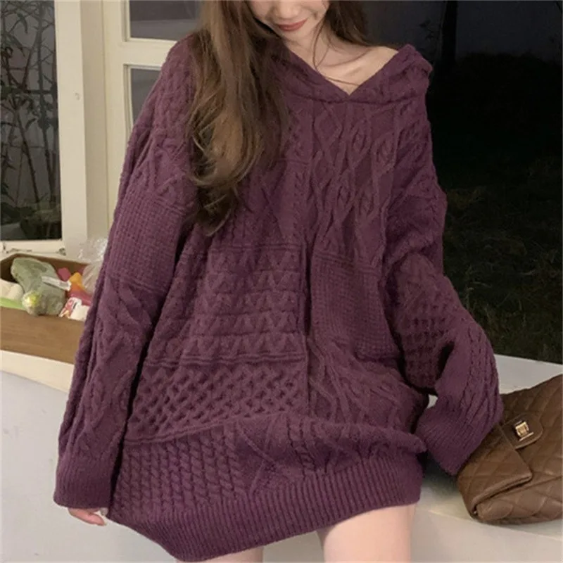

Осенне-зимний новый мягкий восковой свитер, Женский плотный вязаный пуловер сплошного цвета, вязаная одежда в ленивом стиле