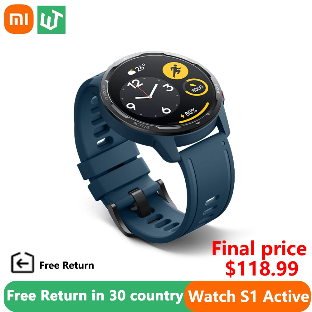 

Global Version Xiaomi Watch S1 Active 1.43" AMOLED Display 5ATM Bluetooth Phone Calls GPS Mi Smartwatch Blood Oxygen