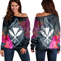 yx girl hawaii kanaka polynesian hibiscus 3d printed novelty women casual long sleeve sweater pullover