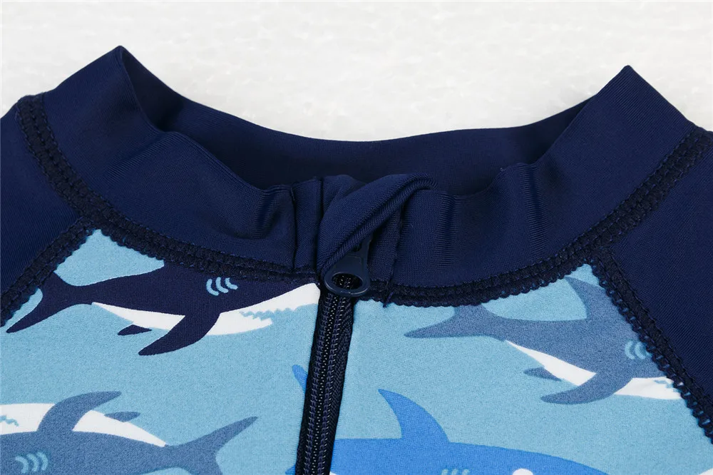 Wishere Baby Boys Swimsuit with Cartoon Shark Pattern Kids Swimwear One Piece Swimming Suit Toddler Bathing Suit for Children
