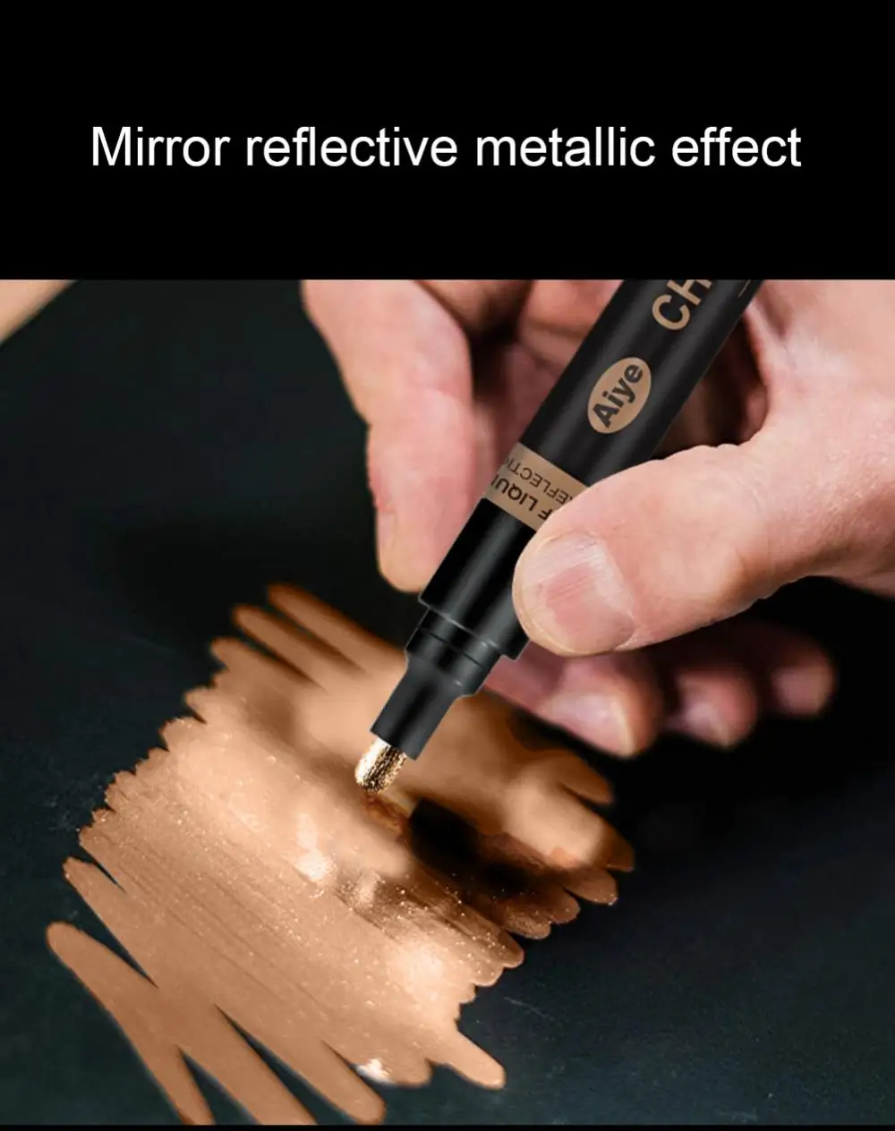 

Silver Liquid Mirror Chrome Marker Reflection Sign Pen Soomth DIY Metal Glass Wood Etc Signature Model High-gloss Electroplating