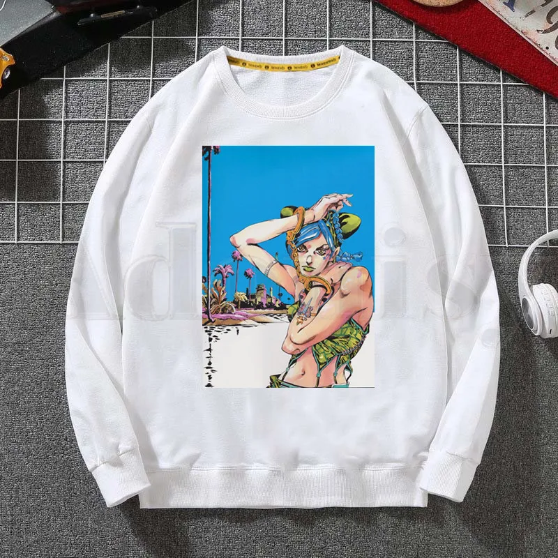 

Jojo Bizarre Adventure Kujo Vaporwave Aesthetic Hoodies Sweatshirt Print Trend Mens Clothes Hip-Hop Male Crewneck Hoodies Men