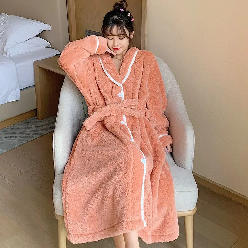 

Casual Wild Solid Color Cardigan Coral Velvet Plus Velvet Thick Warm Pajamas Fashion Trend Autumn and Winter New Pajamas