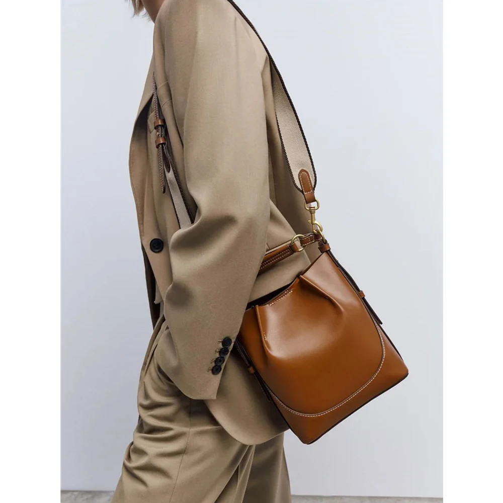 Модная сумка-мешок на широком ремешке Высококачественная сумка плечо маленькие