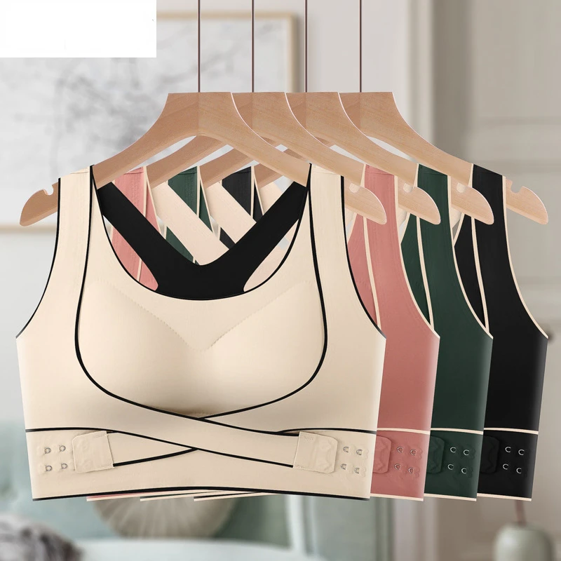 

Cross Side Buckle Pair Breast Sports Bra Wear Yoga Sports Vest Without Trace Gather Beautiful Back Correction Underwear Female