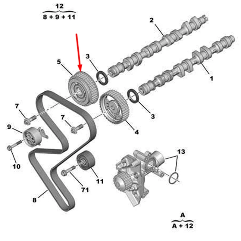 Ремень ГРМ автомобиля для 307CC 2004-2008 C5 шестерня распределительного вала двигателя