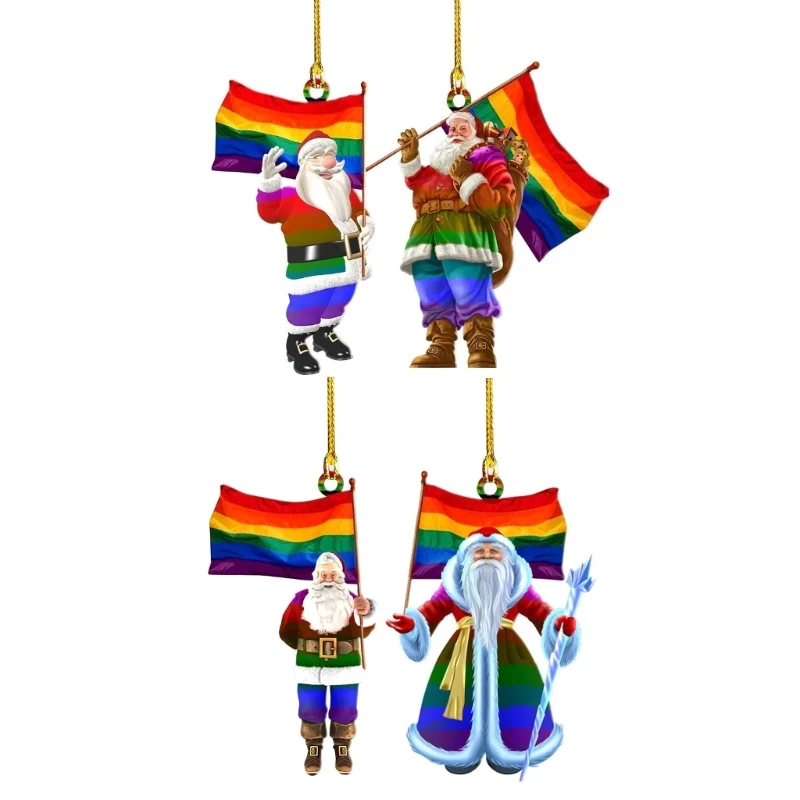 

Festive Acrylic Santa Decorations Pendant Set of 4 Assorted Designs