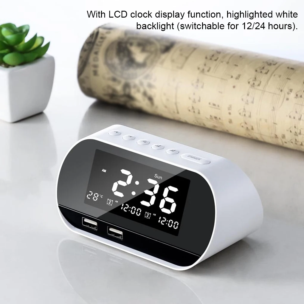 

Multifunction Alarm High-definition LED Display Multifunction Stereo Bass Speakers Alarm Clock FM Radio with Sleep Timer
