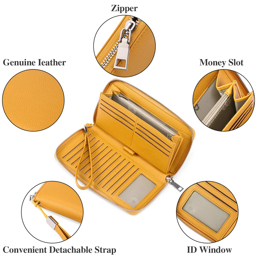 Women PU Leather Wallets Female Long Zipper Purses Large Capacity Money Bag Phone Pocket Multifunction Clutch Coin Card Holder