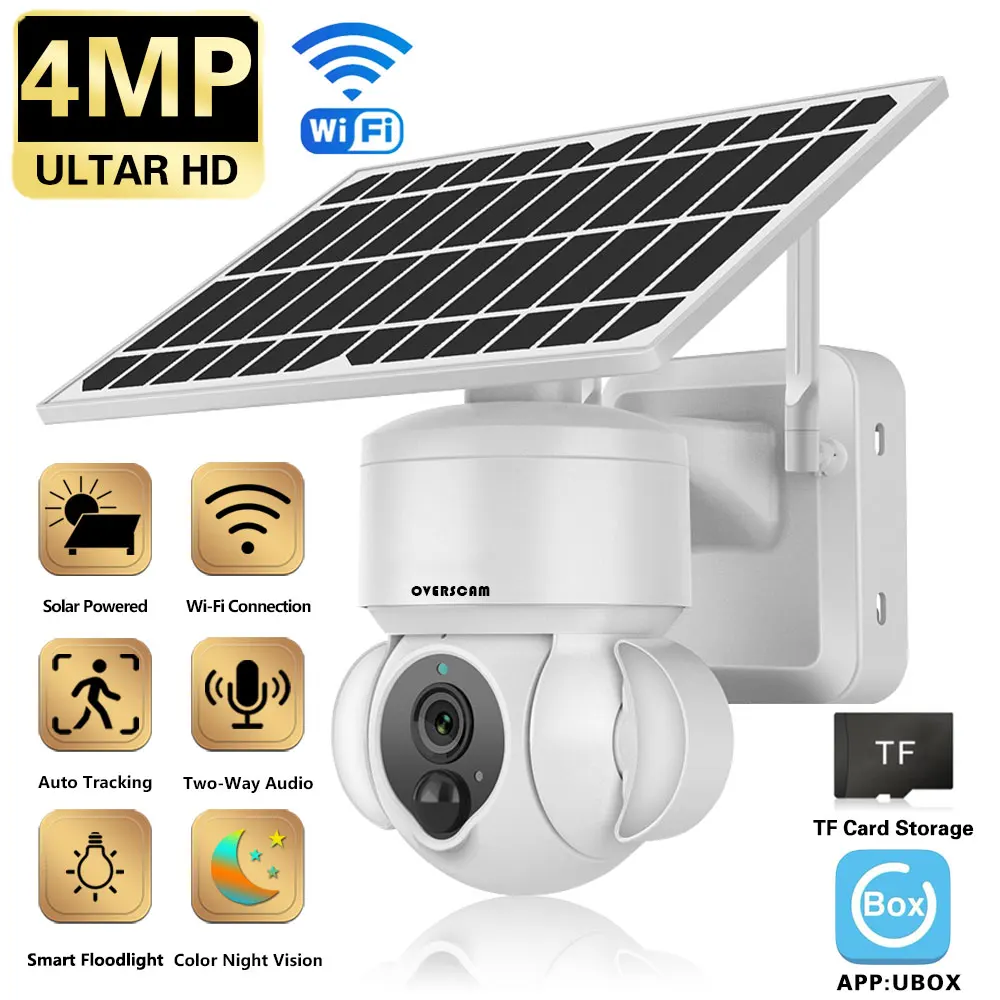 

UBox APP Solar Camera Outdoor WIFI 4MP Security Protection Video Surveillance PTZ CCTV Camera PIR Motion Alarm