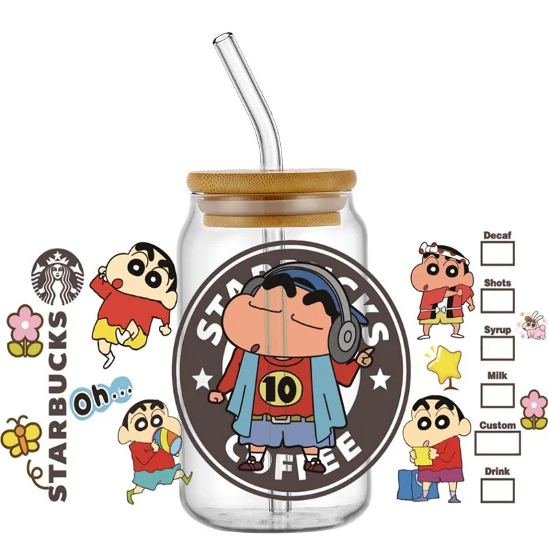 Miniso аниме герой crayon shin-chan Wrap UV DTF стикер для чашки 16 унций переводная наклейка