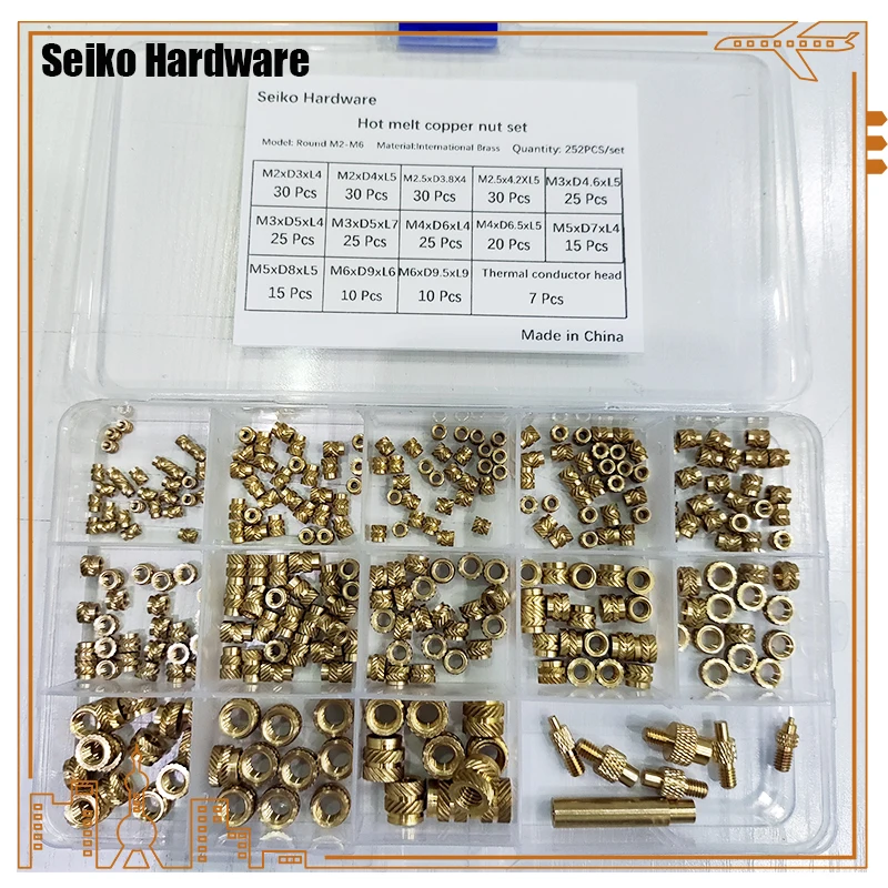 

Набор для установки термоплавких гаек M2M4M5M6, Международный латунный набор термопроводников, комбинированный тип имплантации медных гаек