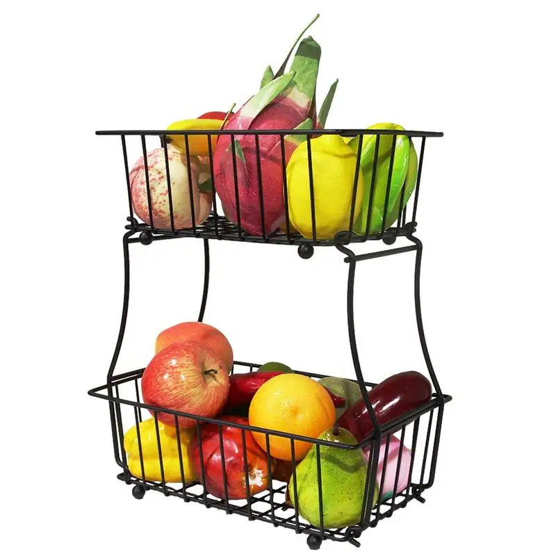 

Fruit Basket For Kitchen Counter Metal Kitchen Counter Fruit Basket With 2 Banana Hooks Fruit Storage Baskets For Kitchen