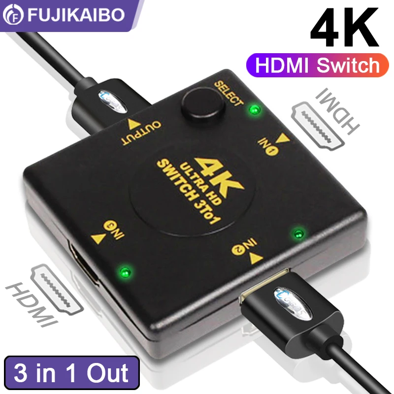 

4K 3 в 1 выход HDMI-совместимый переключатель Адаптер для монитора ноутбука проектора ТВ приставки ПК PS3/4 Дисплей HDMI кабель переключатель сплит...