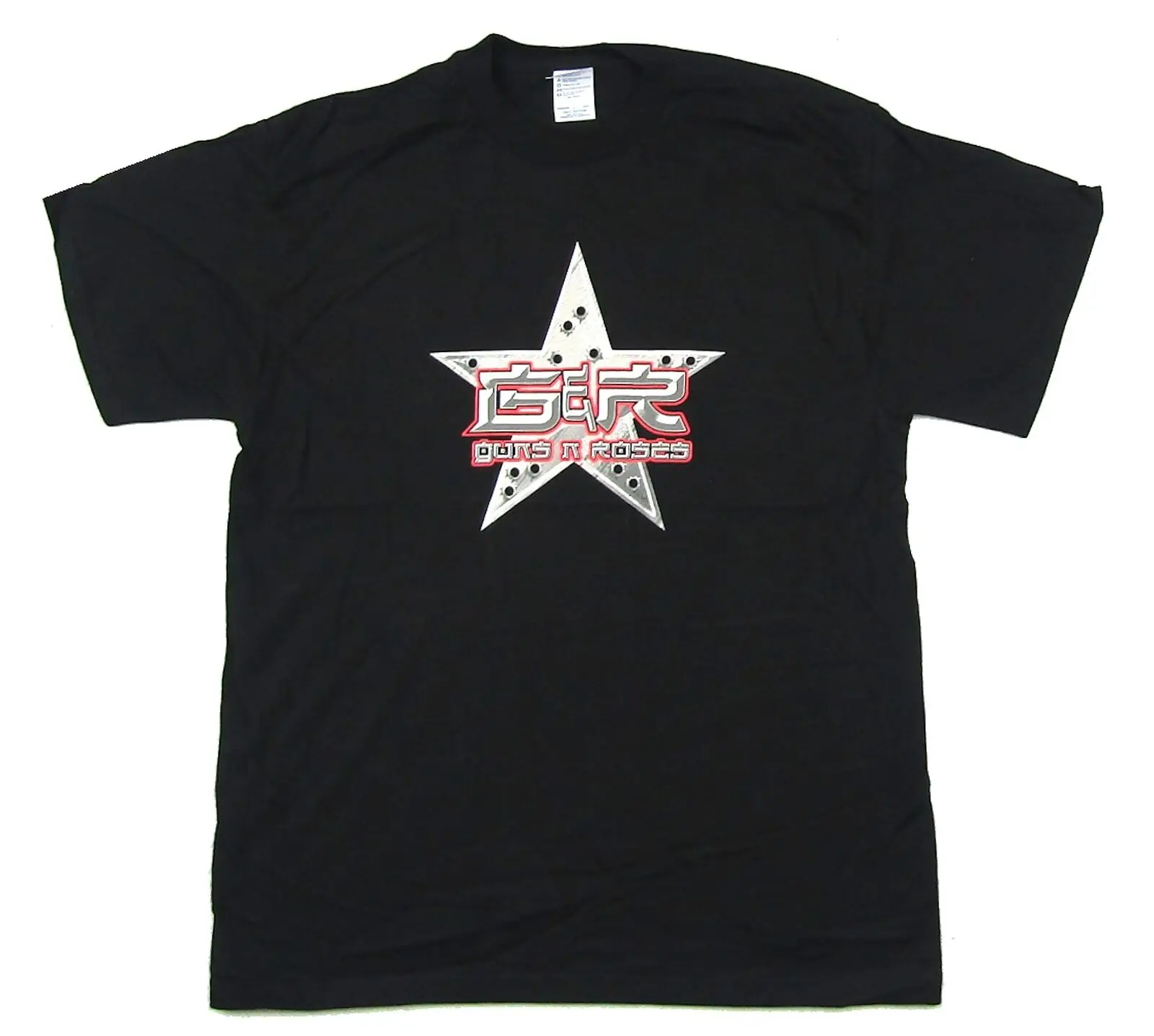 

Guns N Roses Bullet Star Holes 2002 2003 Tour Black T Shirt New GnR