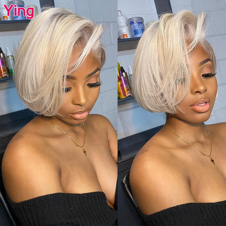 

Парик женский короткий на сетке 13x 4, со светлыми волосами